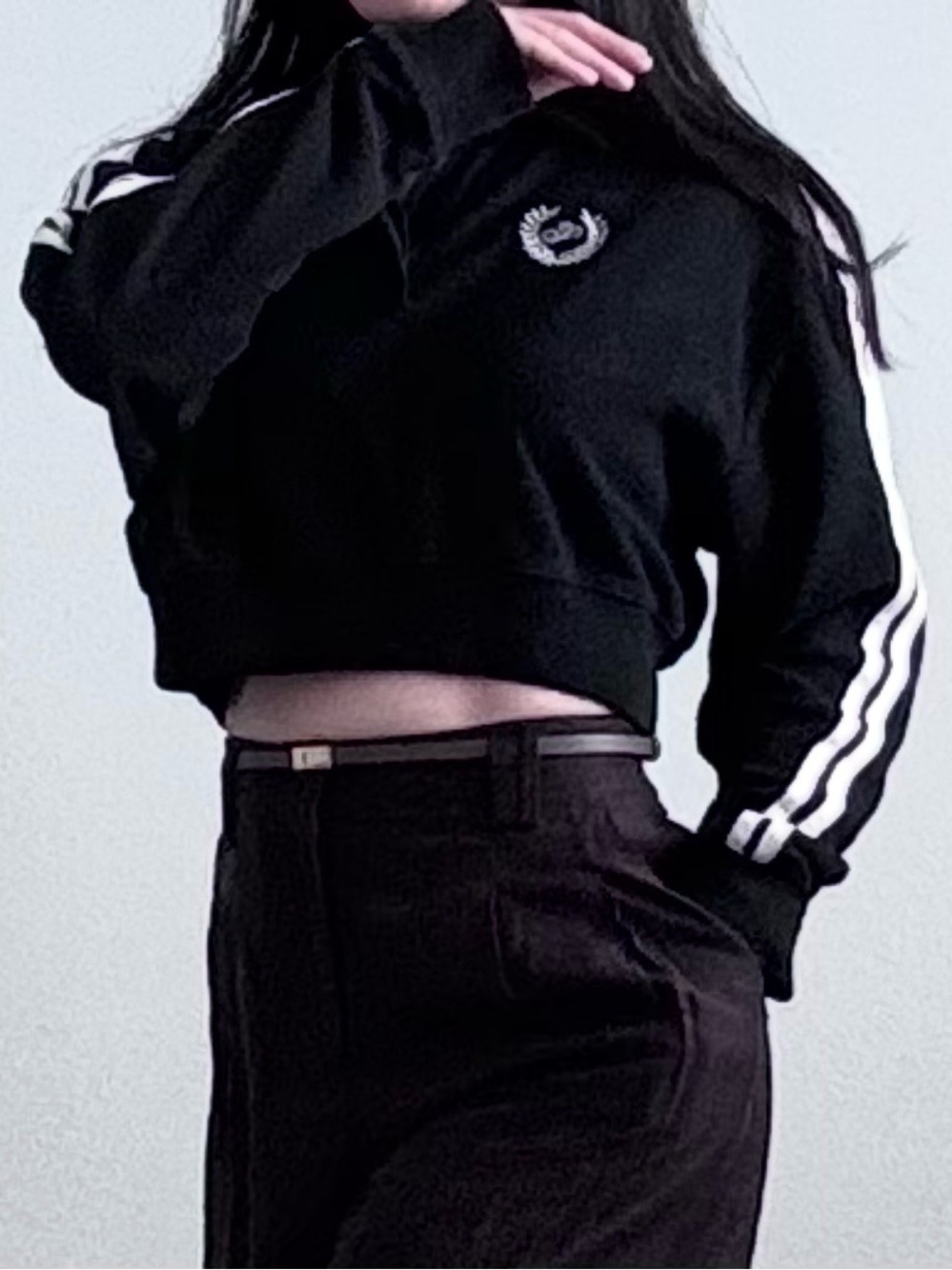 PINK Victoria’s Secret Black Fleece Cropped Polo Pullover - XS